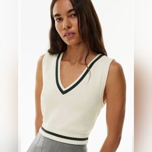 Aritzia White and Green Knit Tank Top